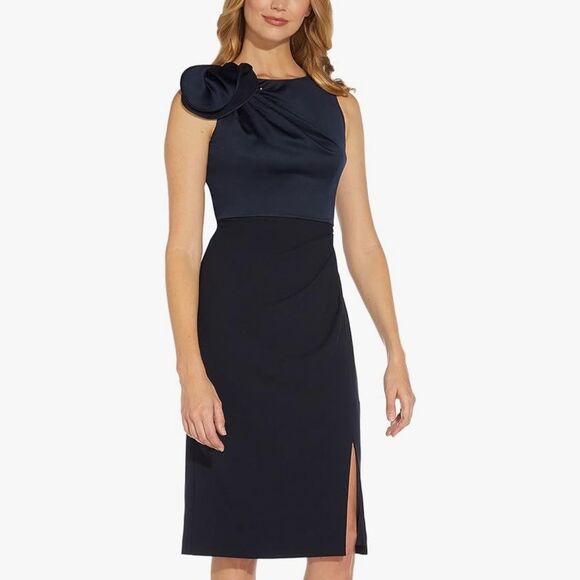 NWT Adrianna Papell Women's Crepe Back Satin Short Dress-X15 - Picture 2 of 6